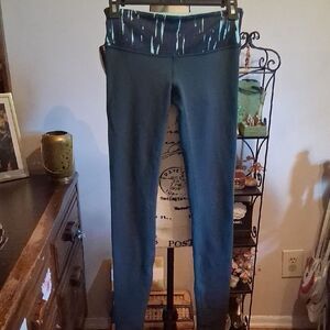 LULULEMON Blue/Green Leggings Patterned Band SIZE 4